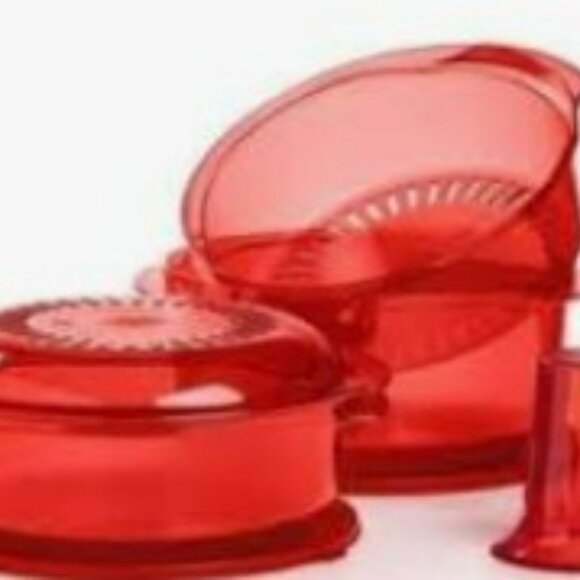 Tupperware TupperWave Microwave Stack Cooker Complete System Colander & Cone RED - Picture 2 of 5